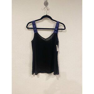 Symphony + Note Tank Top Womens Medium Black Coleman Collection Blue Strap NWT